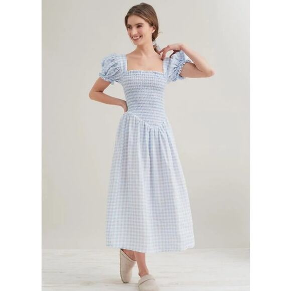 SLEEPER Gingham Belle Mid-Length Dress, size XL, 100% Linen, NWT - Picture 2 of 14